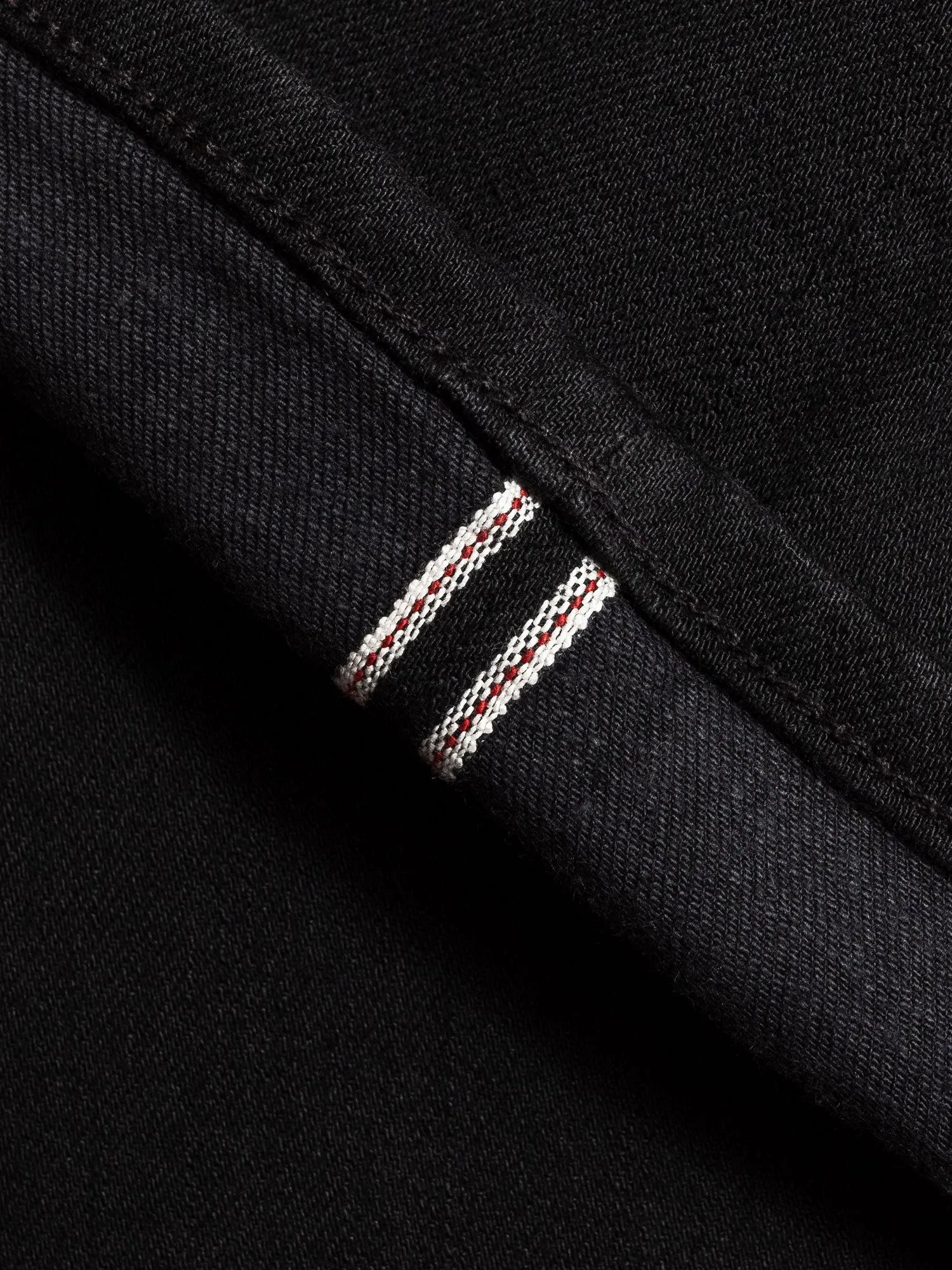 10.5oz Black Rinsed Stretch Selvedge Denim - Hammer Straight