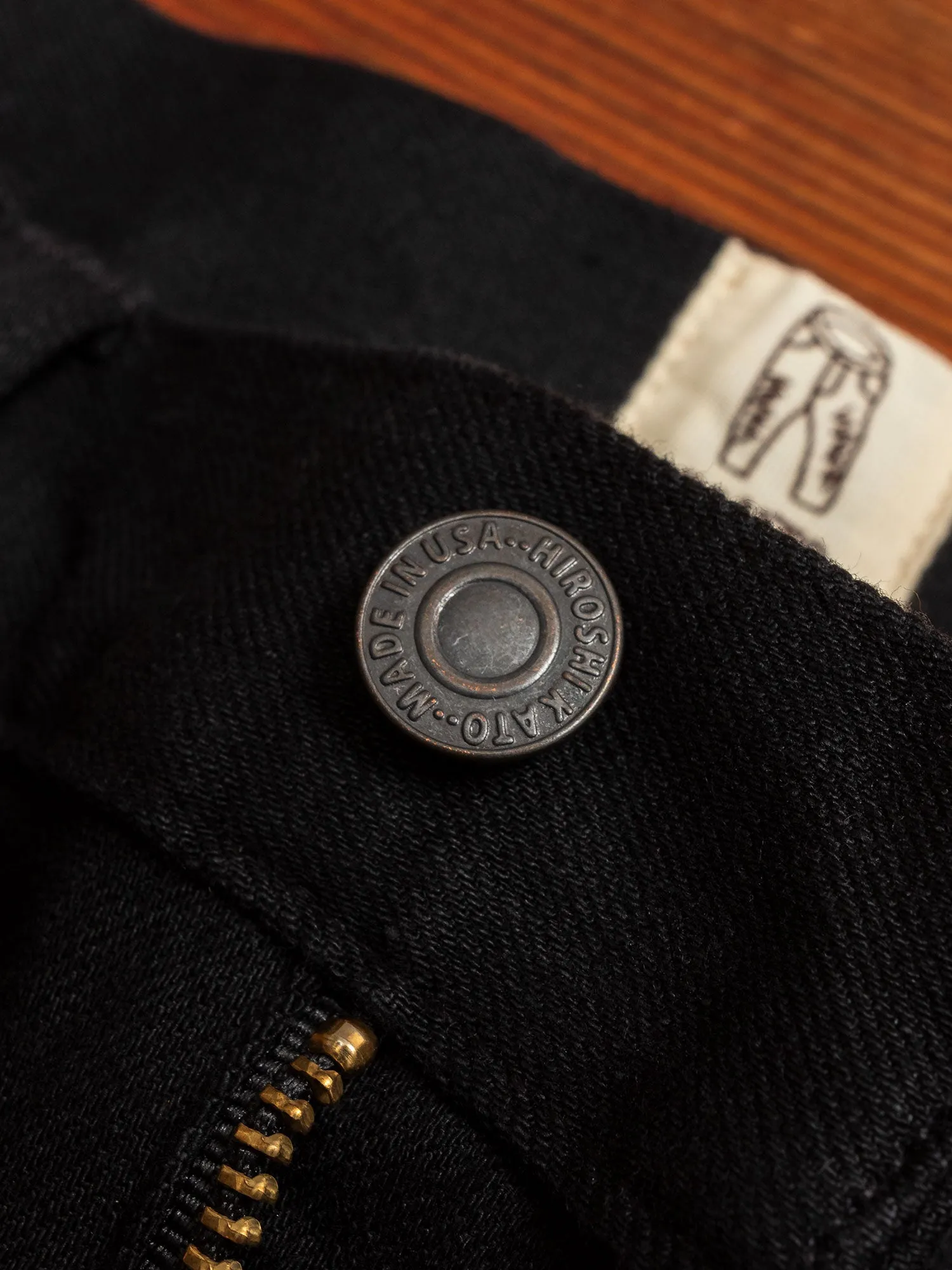 10.5oz Black Rinsed Stretch Selvedge Denim - Hammer Straight