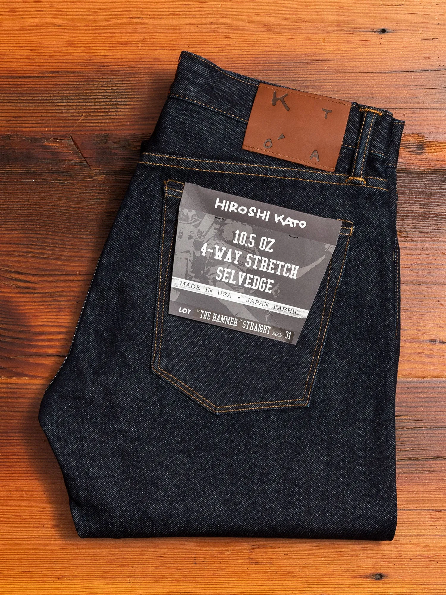 10.5oz Indigo Rinsed Stretch Selvedge Denim - Hammer Straight