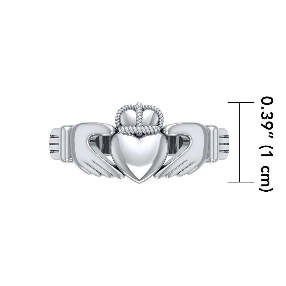 A strong bond of love, friendship, and loyalty ~ Celtic Knotwork Irish Claddagh Sterling Silver Ring MG058/R