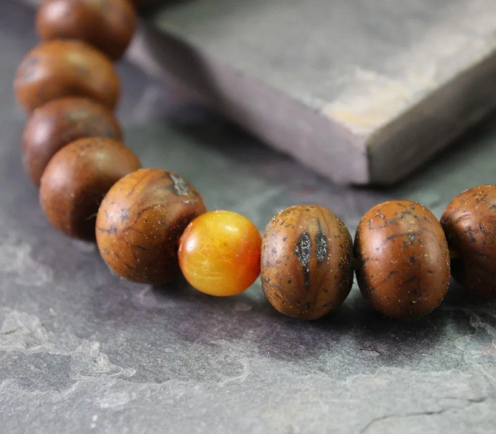 Adjustable Bodhi Amber Wrist Mala