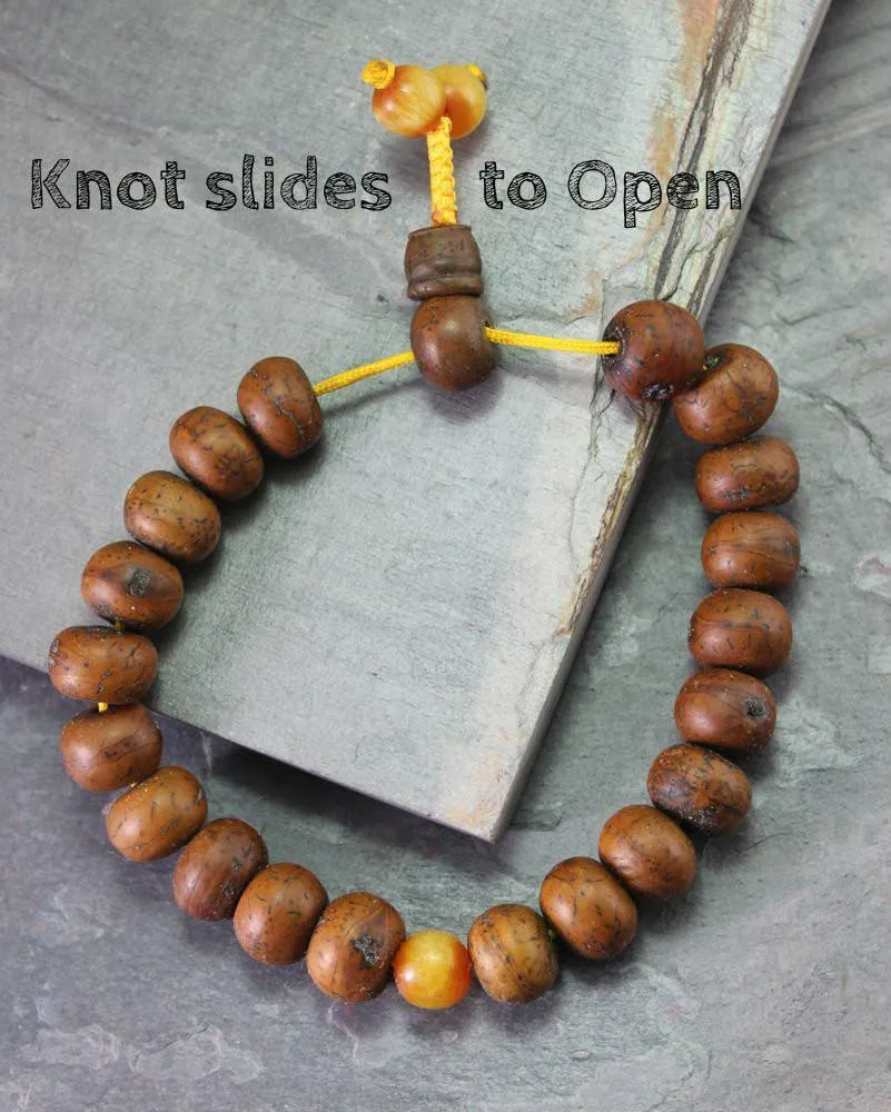 Adjustable Bodhi Amber Wrist Mala