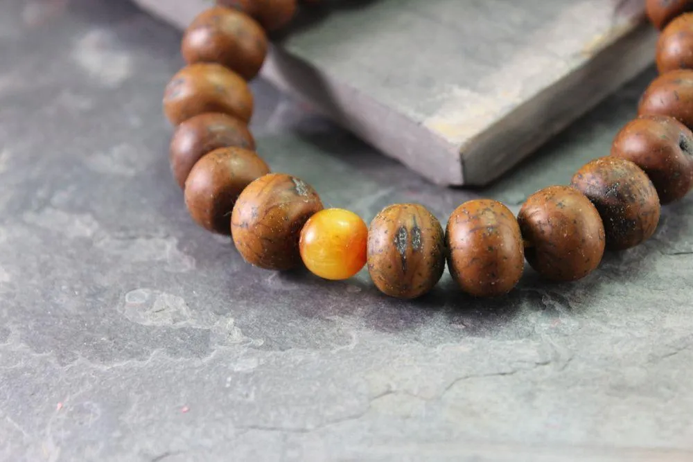 Adjustable Bodhi Amber Wrist Mala