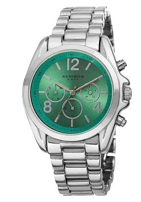 Akribos Xxiv Multi-Function Green Dial Ladies Watch AK760SSTQ