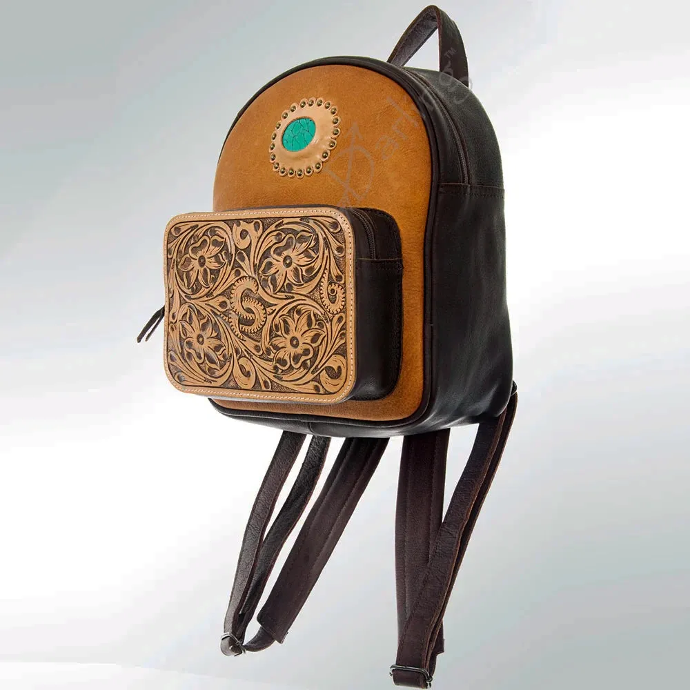 American Darling Tooled Leather w/ Turquoise Stone Backpack