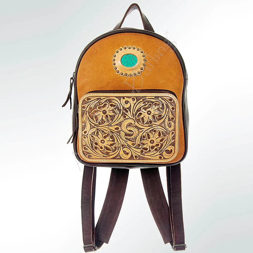 American Darling Tooled Leather w/ Turquoise Stone Backpack