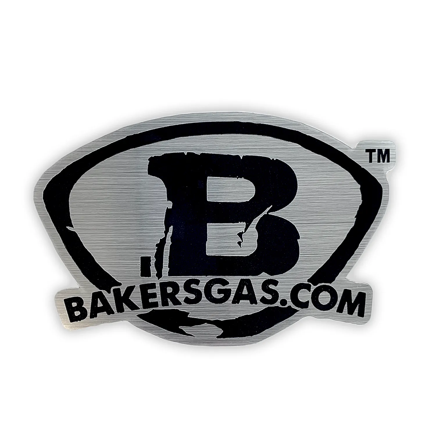 Baker's Gas Brushed Aluminum Logo Sticker