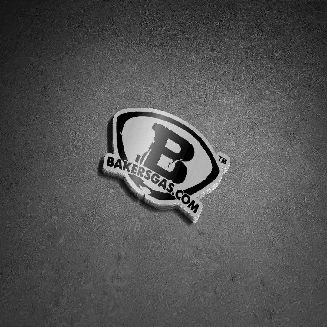 Baker's Gas Brushed Aluminum Logo Sticker