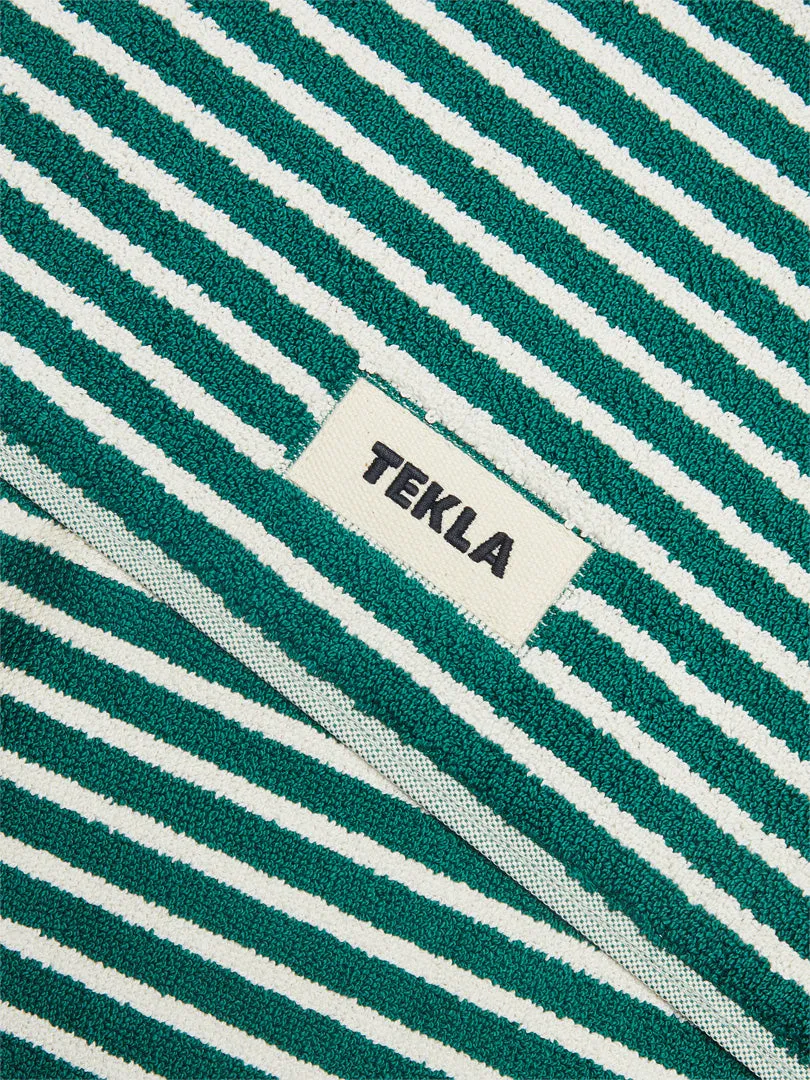 Bath Mat in Teal Green Stripes