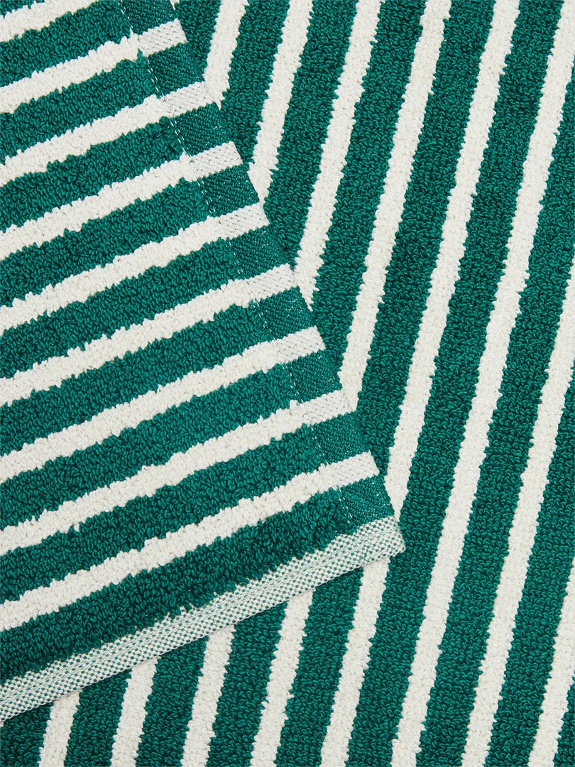 Bath Mat in Teal Green Stripes