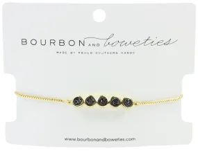 Black Druzy Bar Adjustable Bracelet