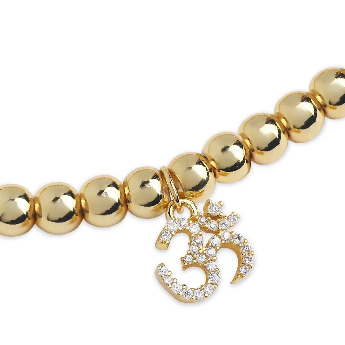 Brass 18k Om Charm Embellishment Bracelet For Women