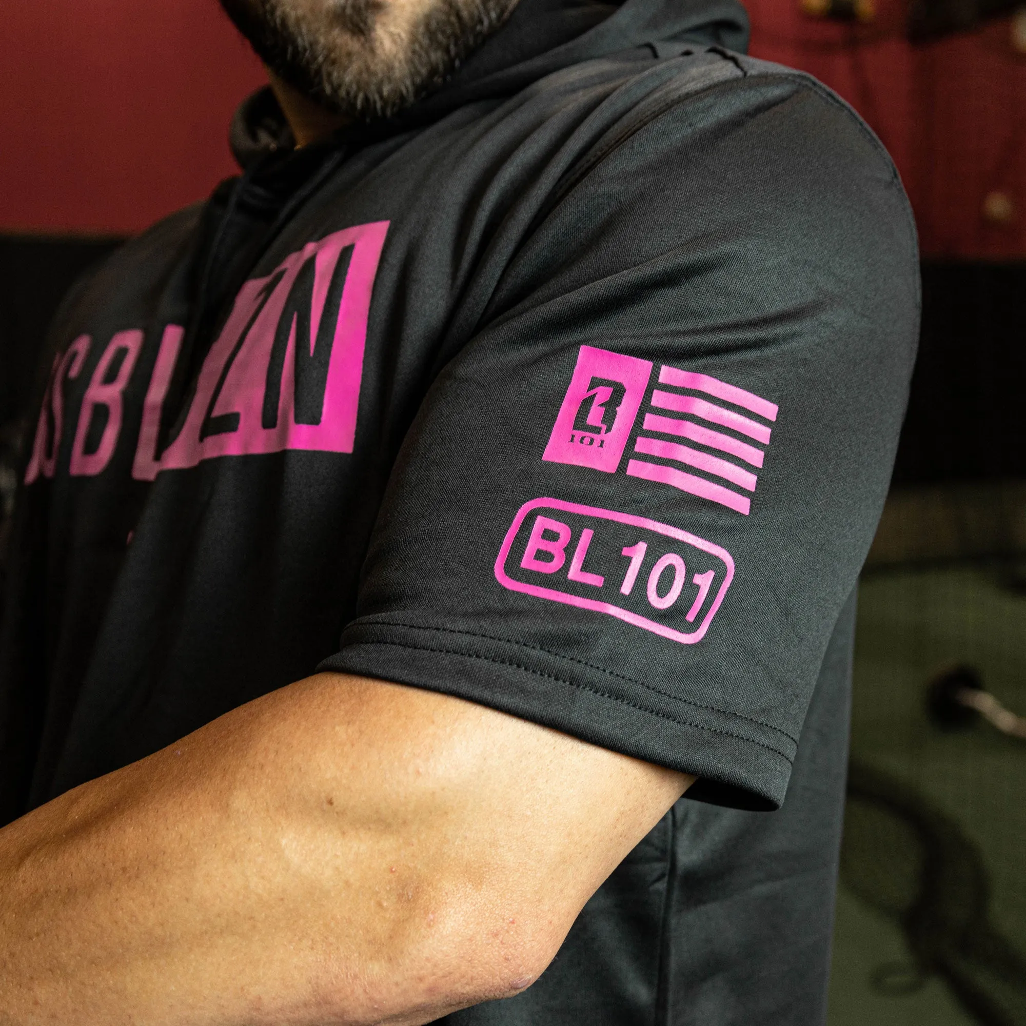 BSBL-SZN Short Sleeve Hoodie V2 Black/Pink