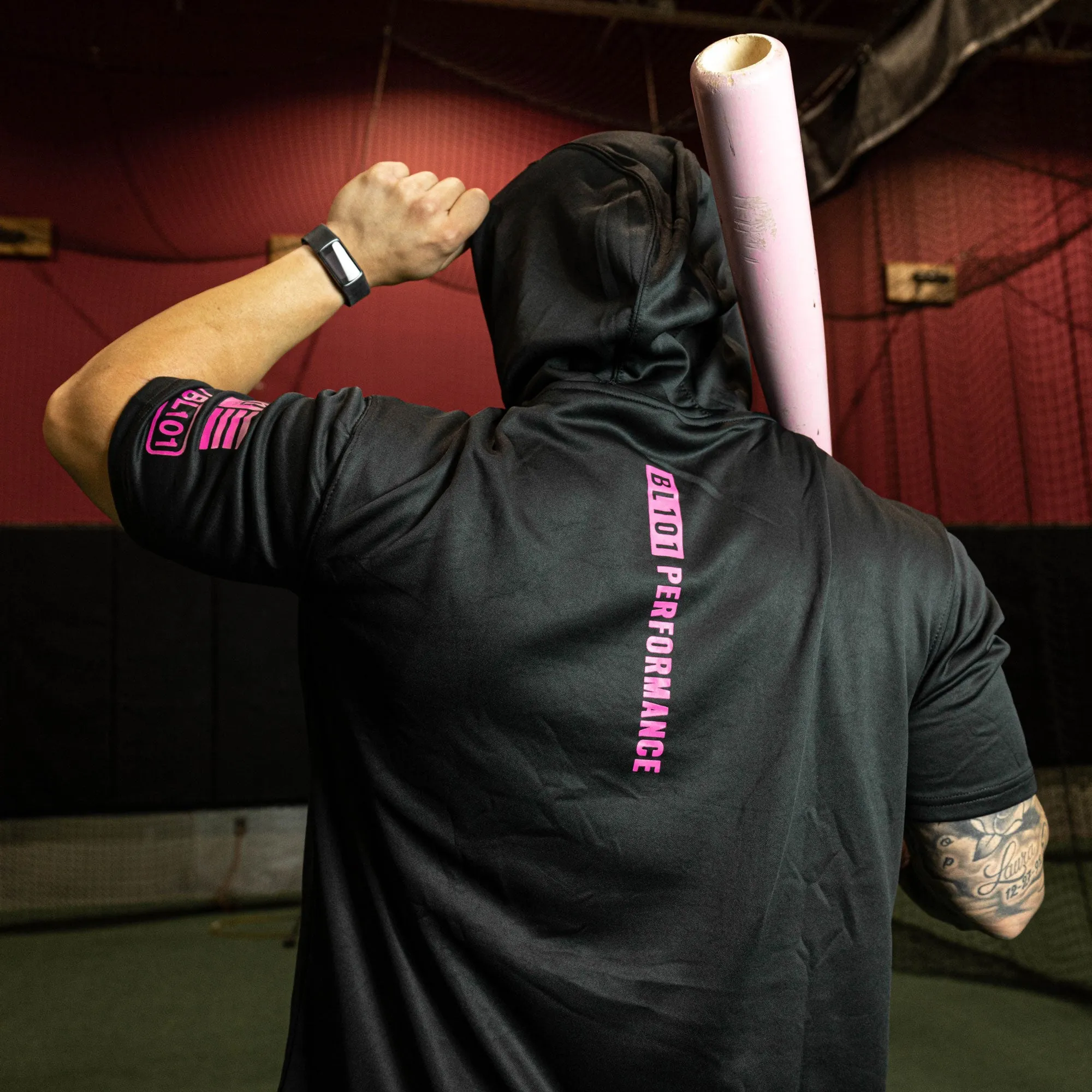 BSBL-SZN Short Sleeve Hoodie V2 Black/Pink