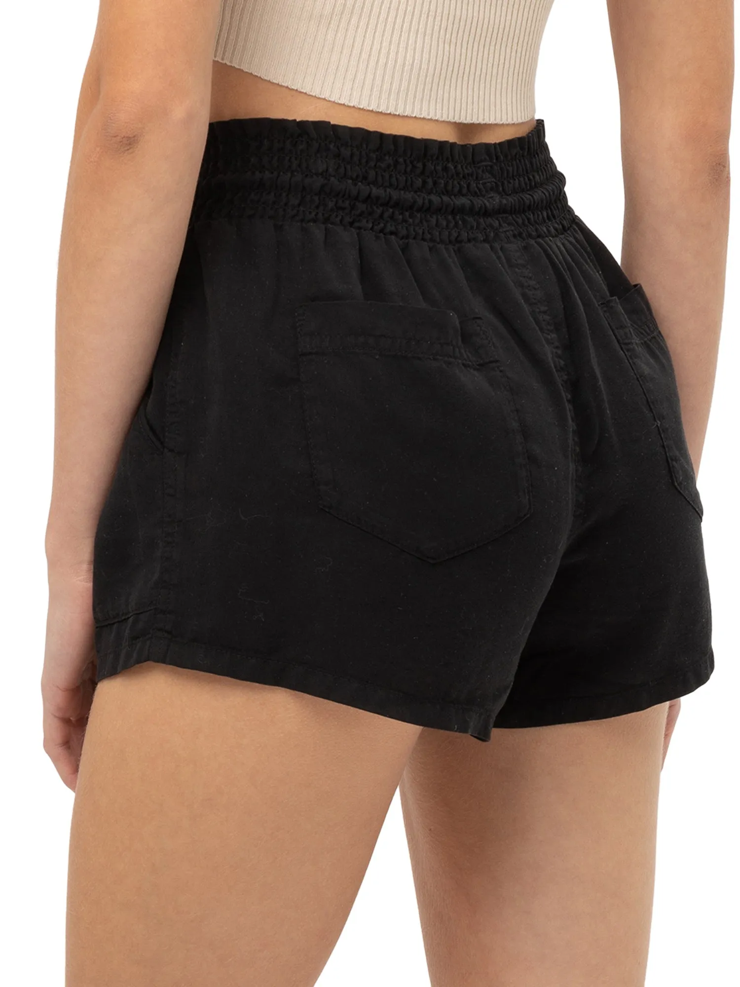 Casual Drawstring Elastic Waist Soft Tencel Shorts with Pockets (FWB1236)