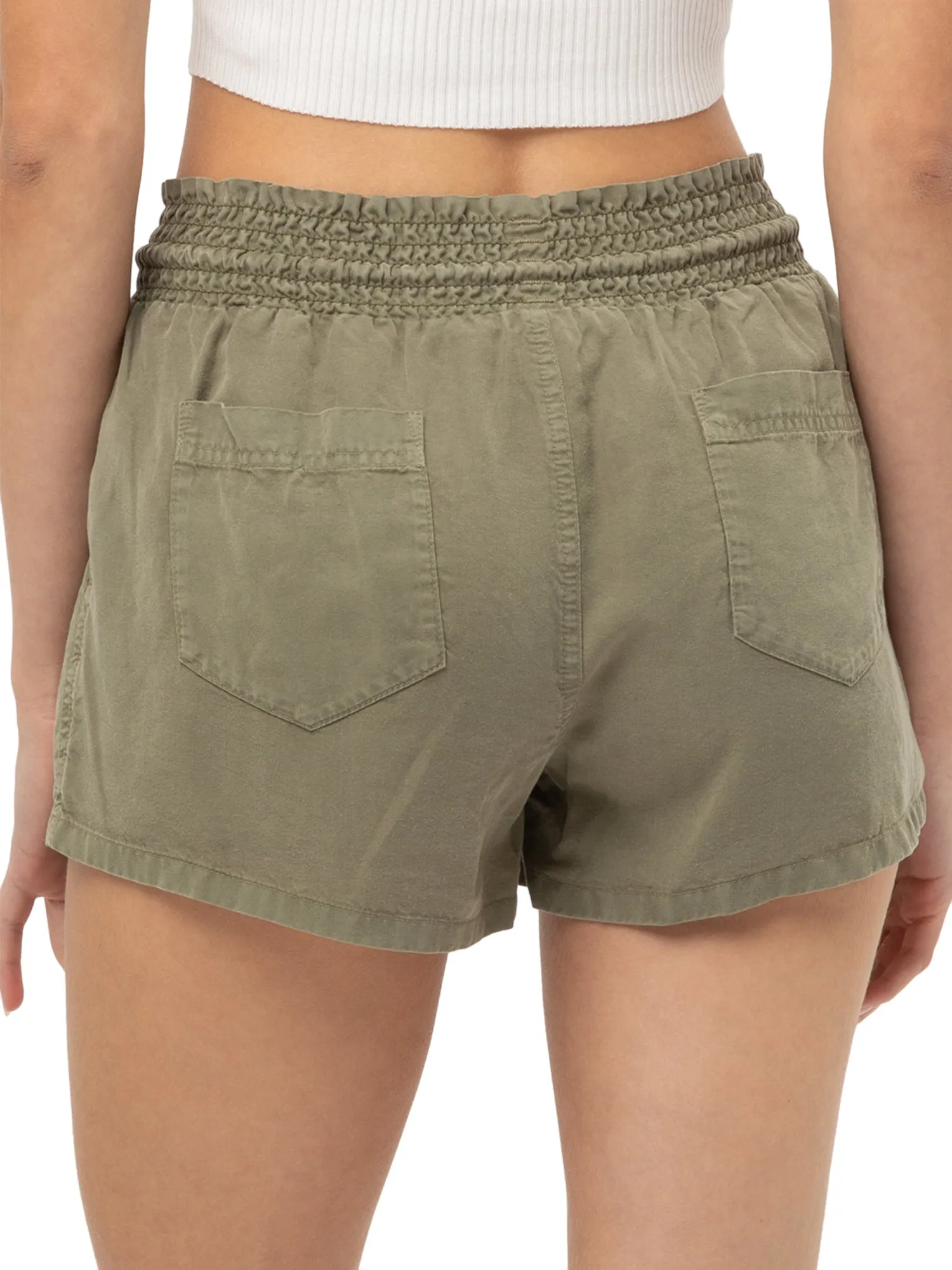 Casual Drawstring Elastic Waist Soft Tencel Shorts with Pockets (FWB1236)