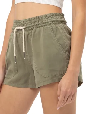 Casual Drawstring Elastic Waist Soft Tencel Shorts with Pockets (FWB1236)