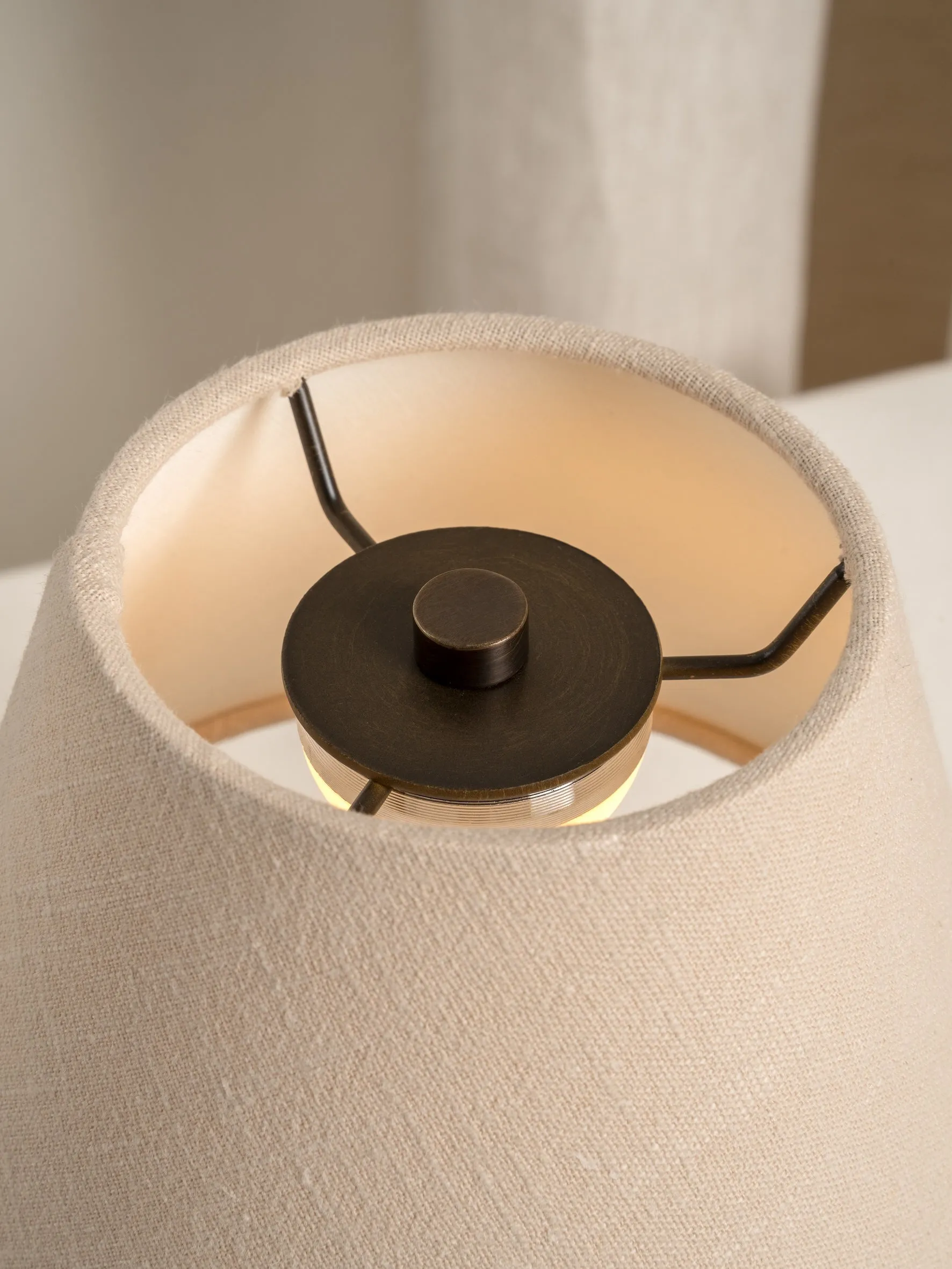 Cenare - bronze and linen rechargeable table lamp