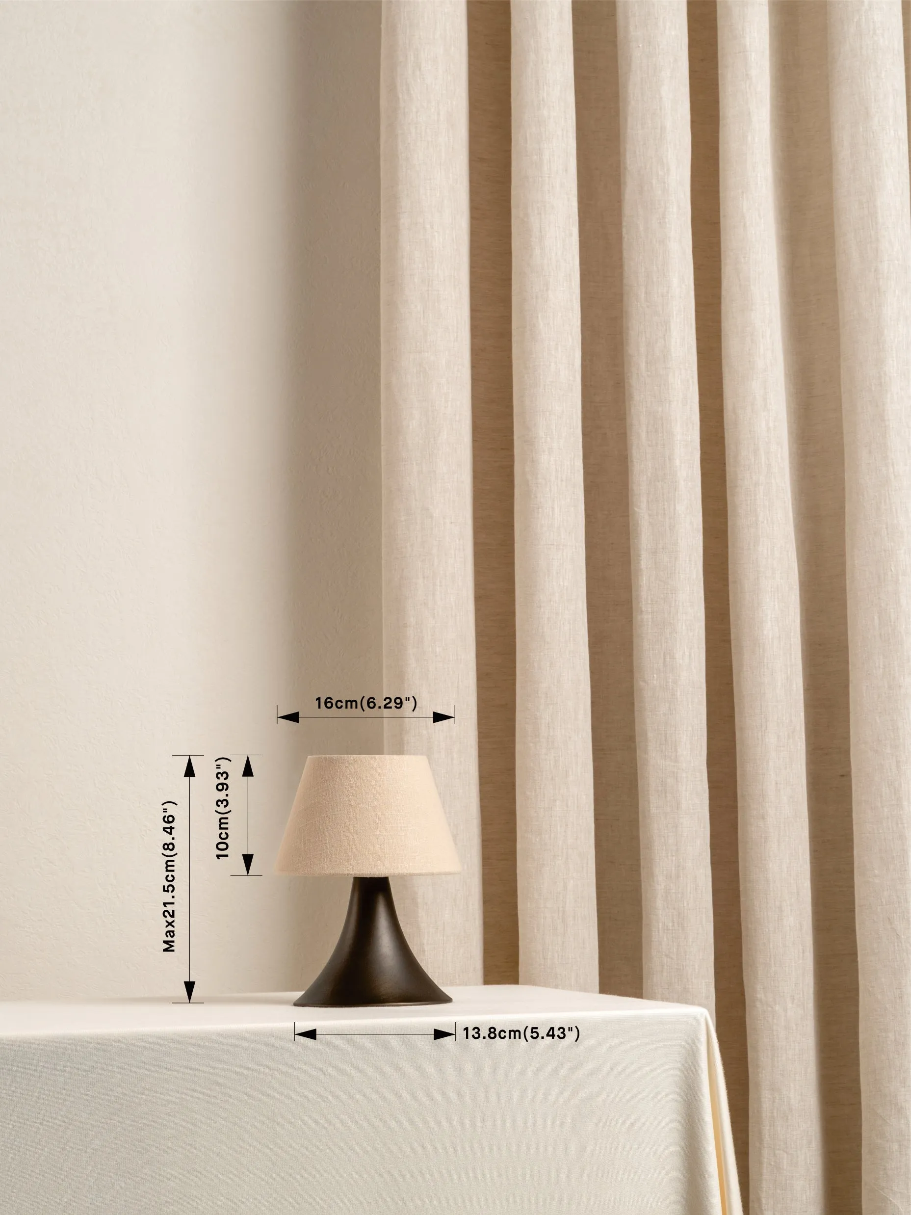 Cenare - bronze and linen rechargeable table lamp