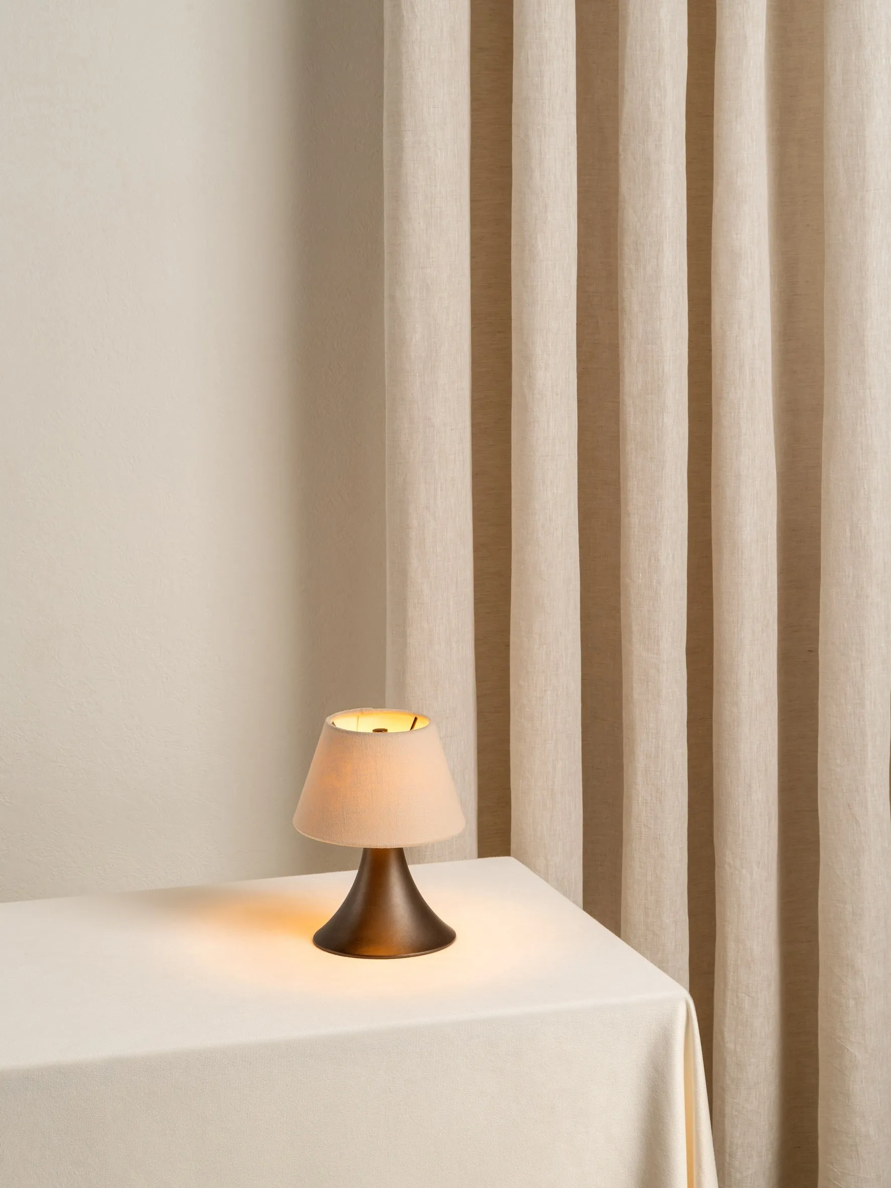 Cenare - bronze and linen rechargeable table lamp