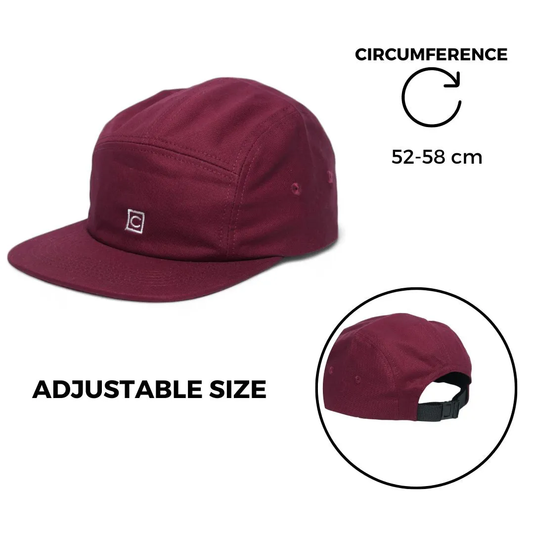 Chokore Cotton Camping Cap with Flat Brim (Wine Red)