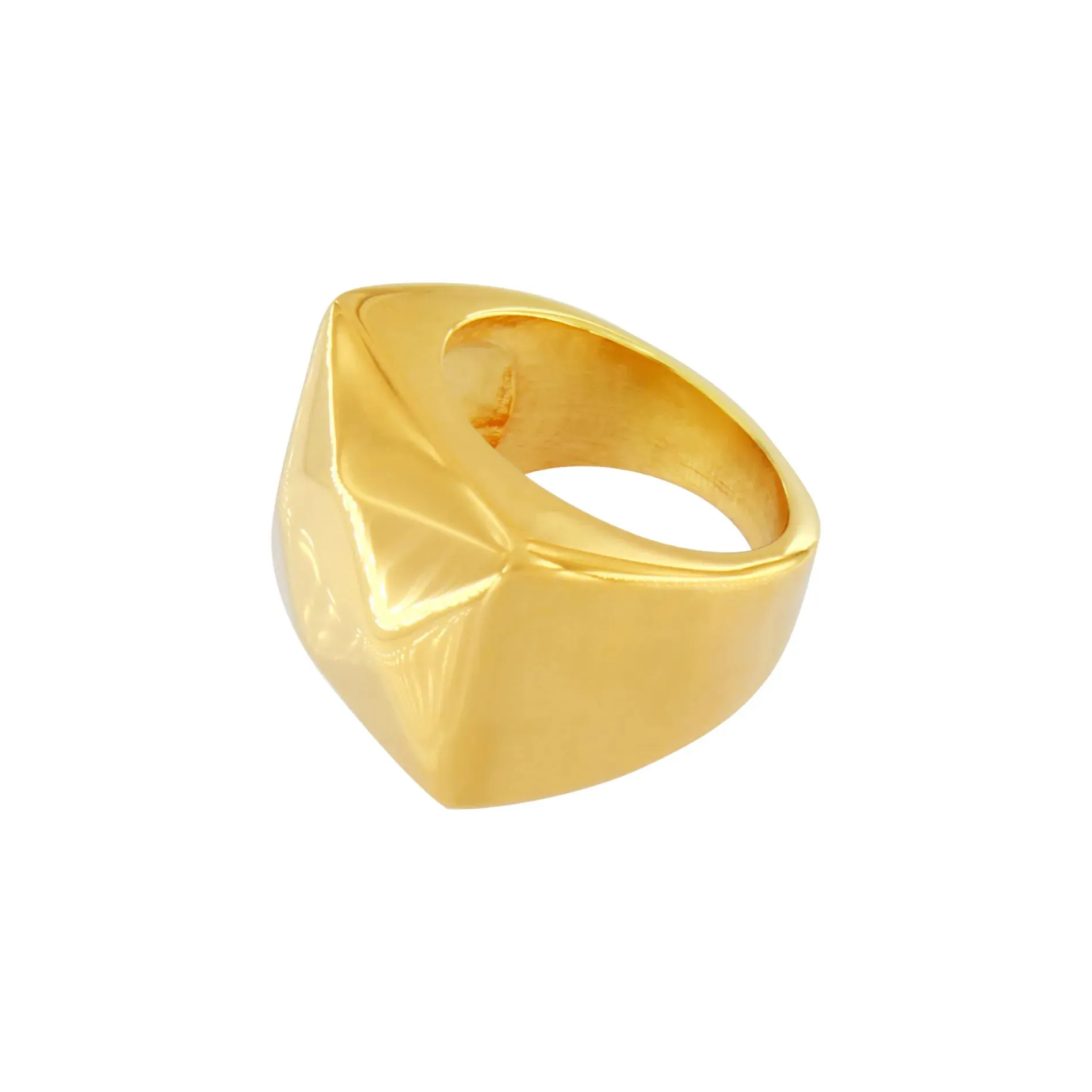 Courage Waterproof Diamond Cut Statement Ring 18K Gold Plating