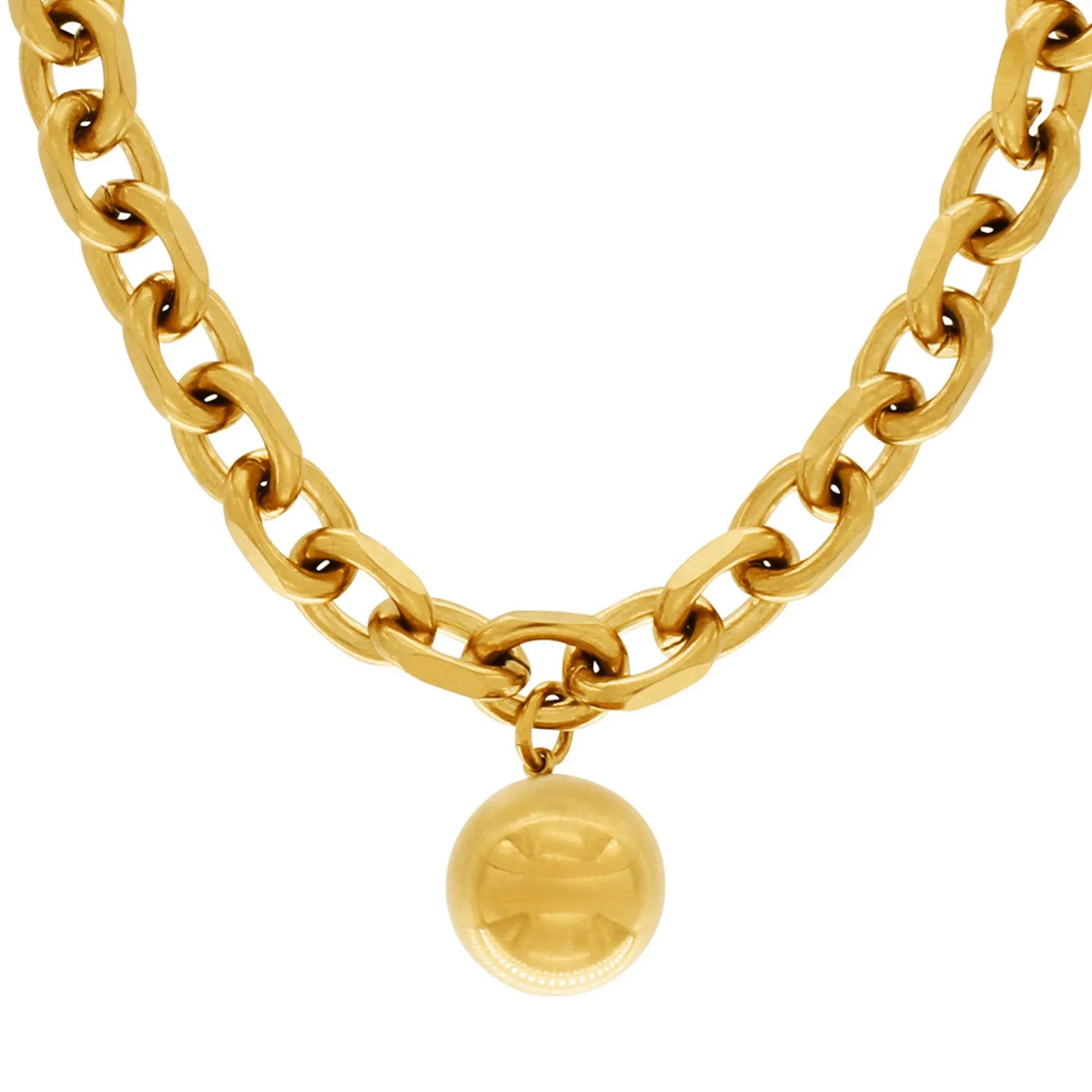 Courage Waterproof Short Mega Ball Necklace Gold Plating