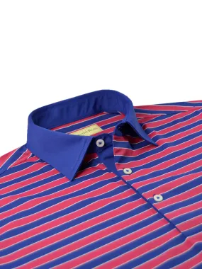 Donald Ross Mens Bold Regimental Stripe Jersey Polo - NAVY