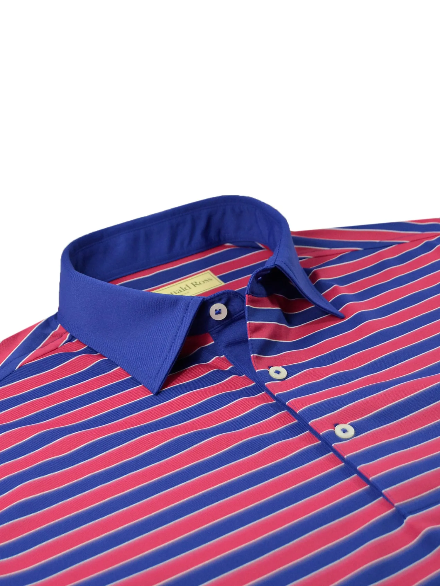 Donald Ross Mens Bold Regimental Stripe Jersey Polo - NAVY