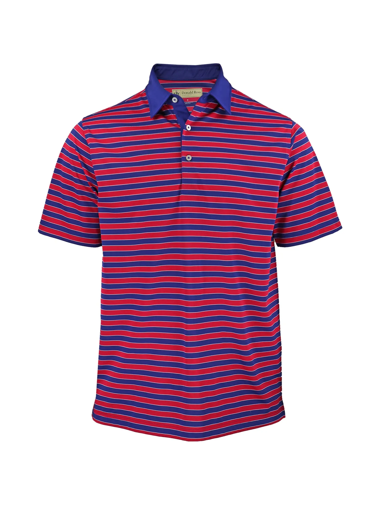 Donald Ross Mens Bold Regimental Stripe Jersey Polo - NAVY