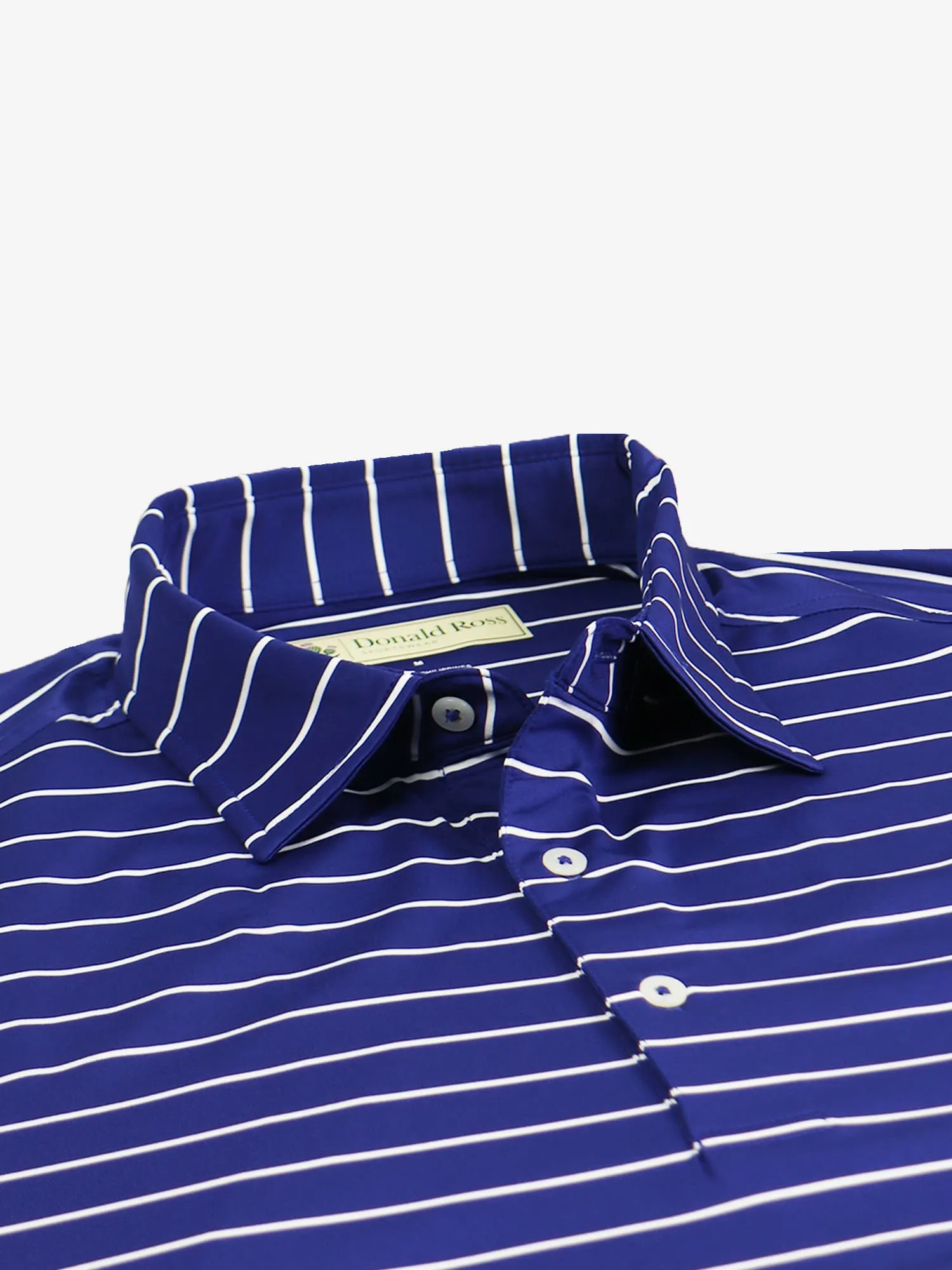 Donald Ross Mens Chalk Stripe Jersey Polo - NAVY / CREAM