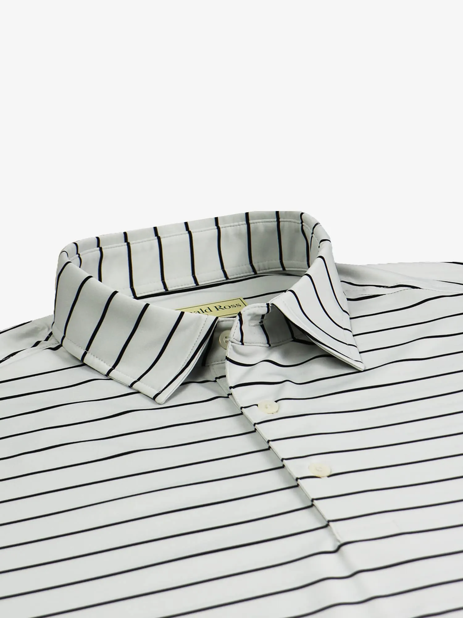 Donald Ross Mens Chalk Stripe Jersey Polo - OYSTER / BLACK