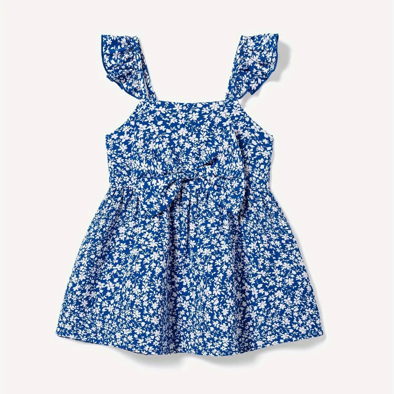 Family Matching Ditsy Floral Tie Front Strap Dress and Polo Shirt Set