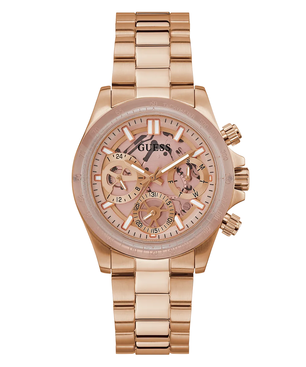 GUESS Ladies Rose Gold Tone 2-Tone Multi-function Watch