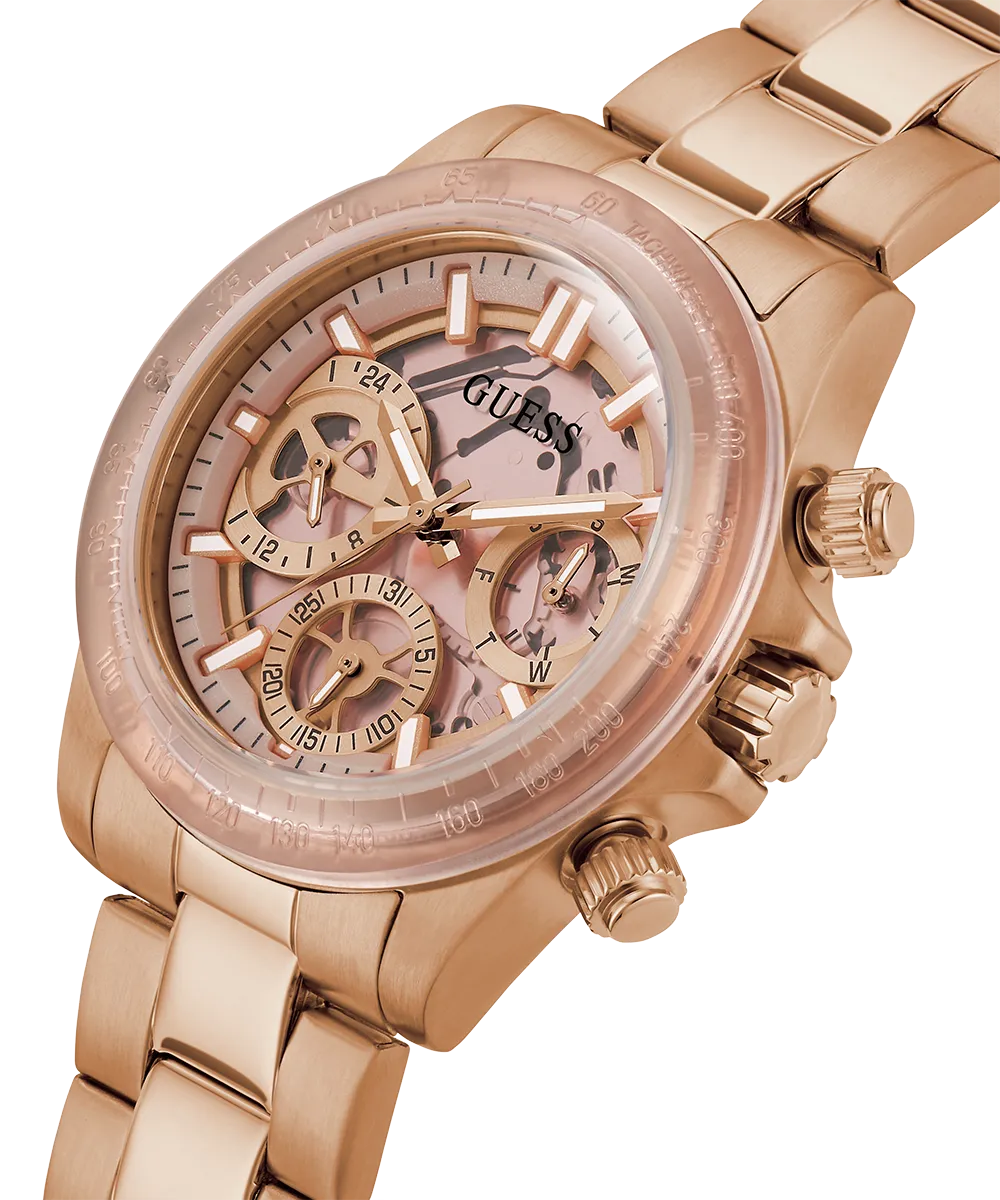 GUESS Ladies Rose Gold Tone 2-Tone Multi-function Watch