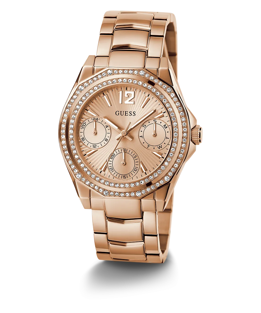 GUESS Ladies Rose Gold Tone Multi-function Watch