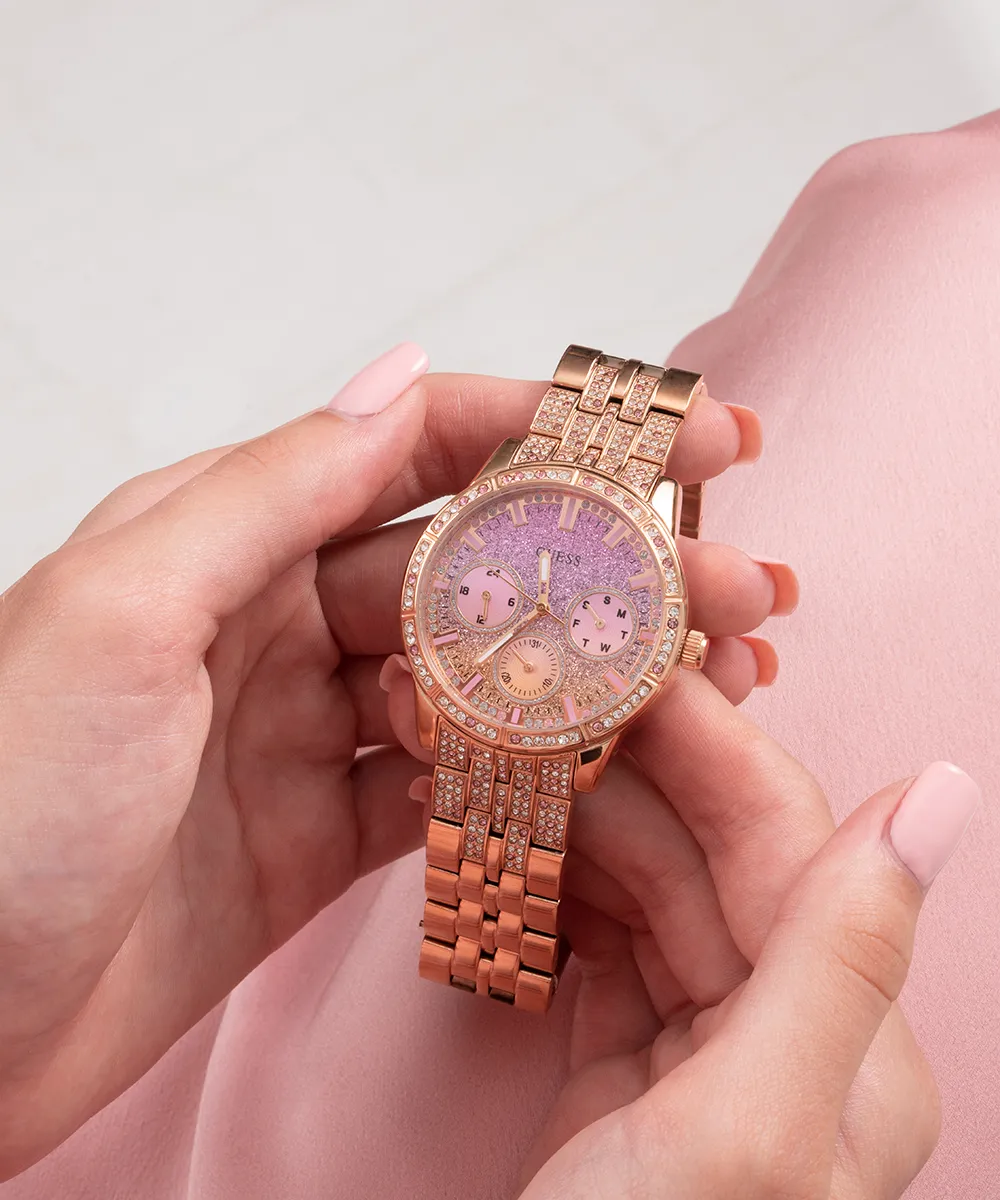 GUESS Ladies Rose Gold Tone Multi-function Watch