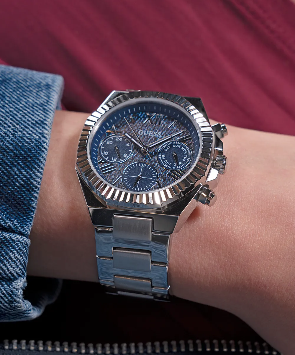 GUESS Ladies Silver Tone Multi-function Watch