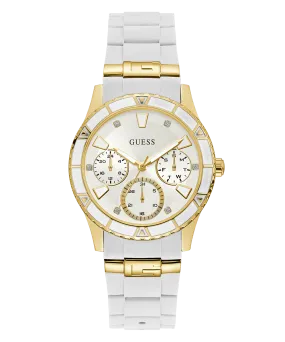 GUESS Ladies White Gold Tone Multi-function Watch