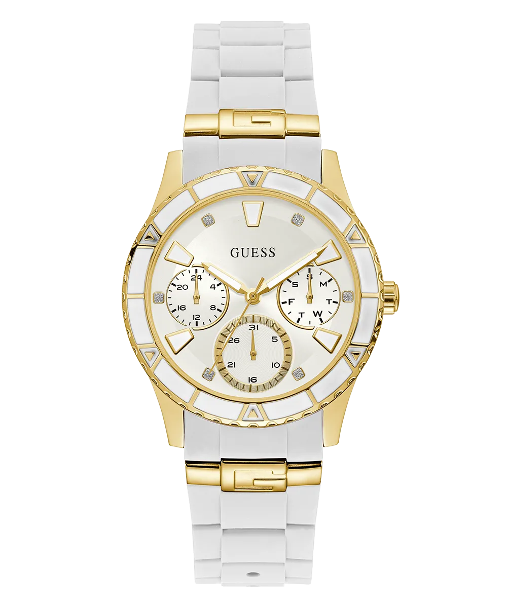 GUESS Ladies White Gold Tone Multi-function Watch