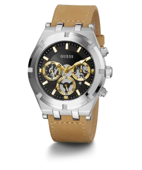 GUESS Mens Beige & Silver-Tone Multi-function Watch