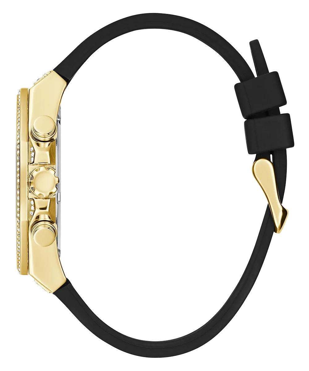 GUESS Mens Black Gold Tone Multi-function Watch