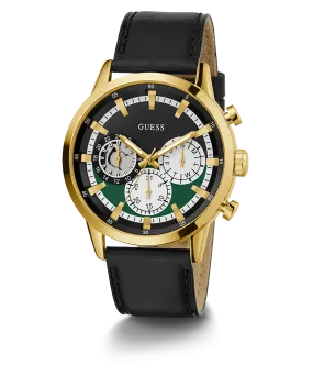 GUESS Mens Black Gold Tone Multi-function Watch