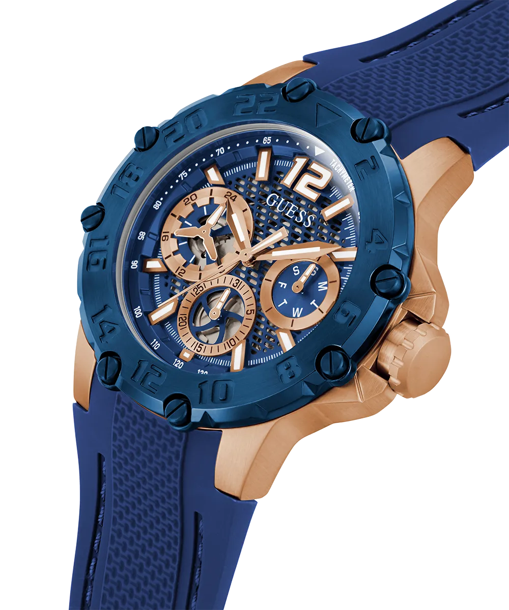 GUESS Mens Blue 2-Tone Multi-function Watch