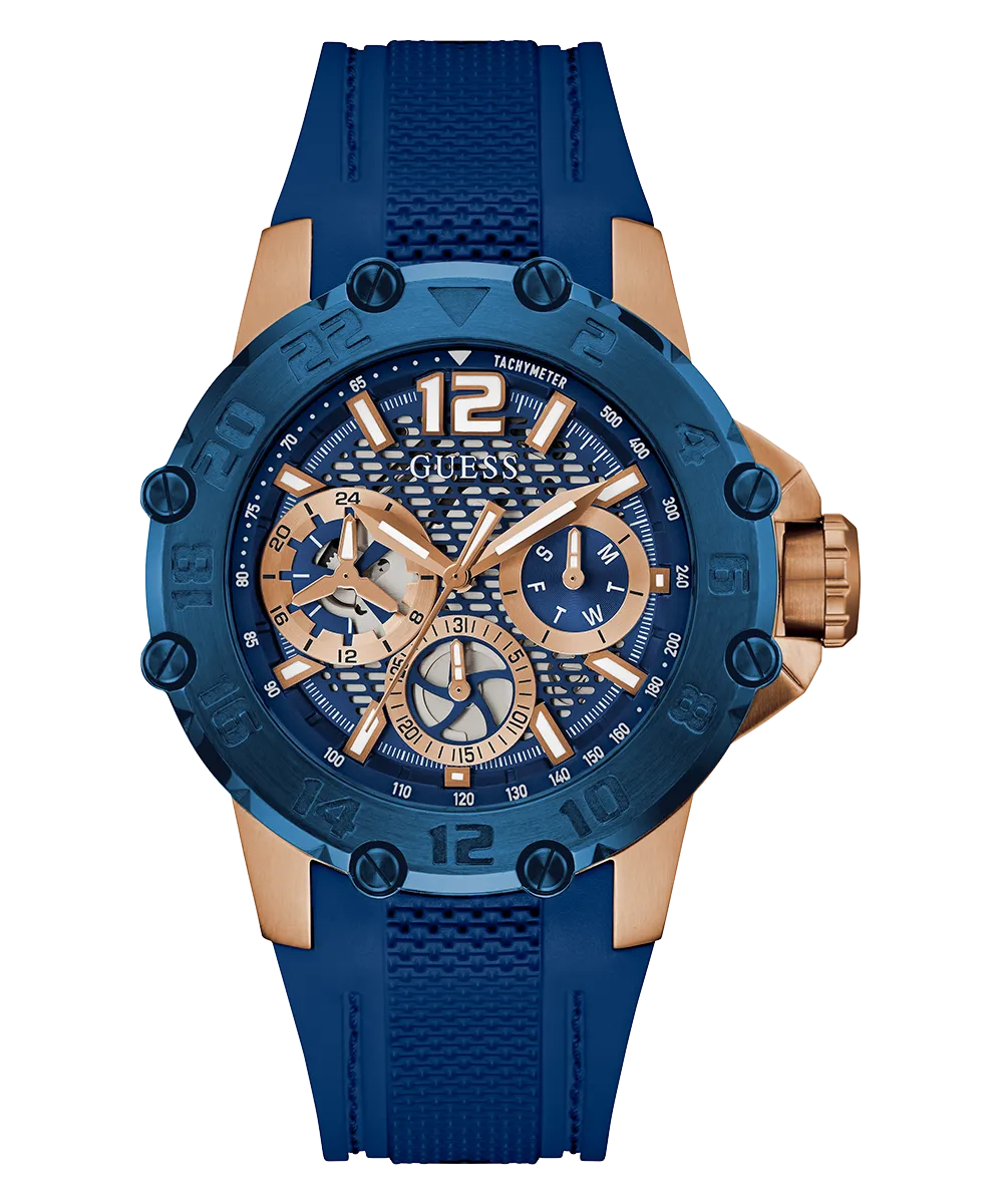 GUESS Mens Blue 2-Tone Multi-function Watch