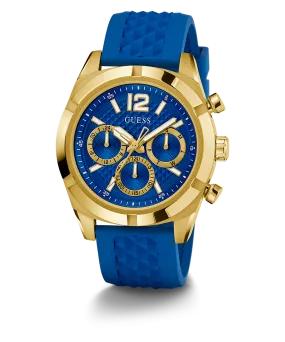 GUESS Mens Blue Gold Tone Multi-function Watch