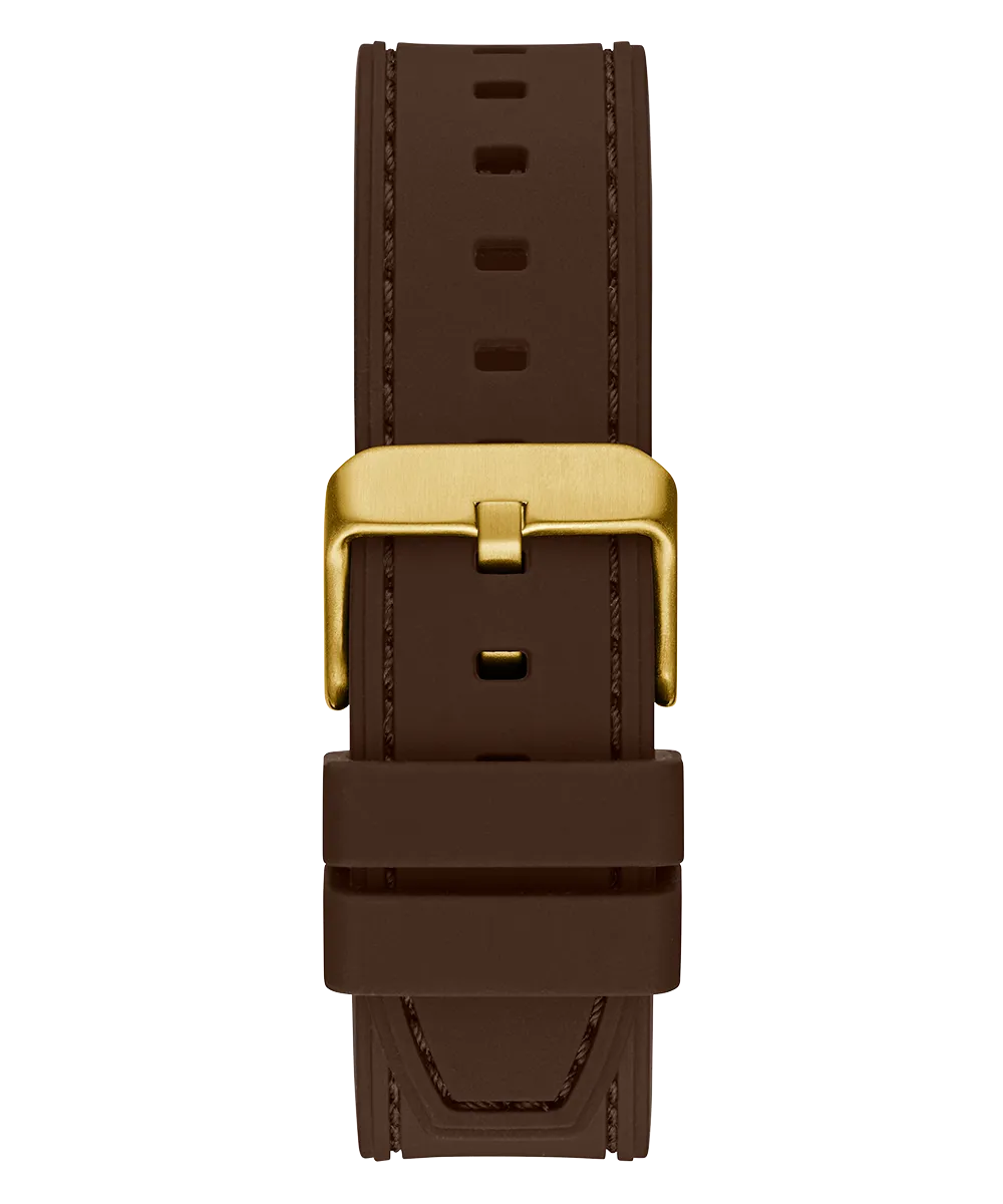 GUESS Mens Brown Gold Tone Multi-function Watch