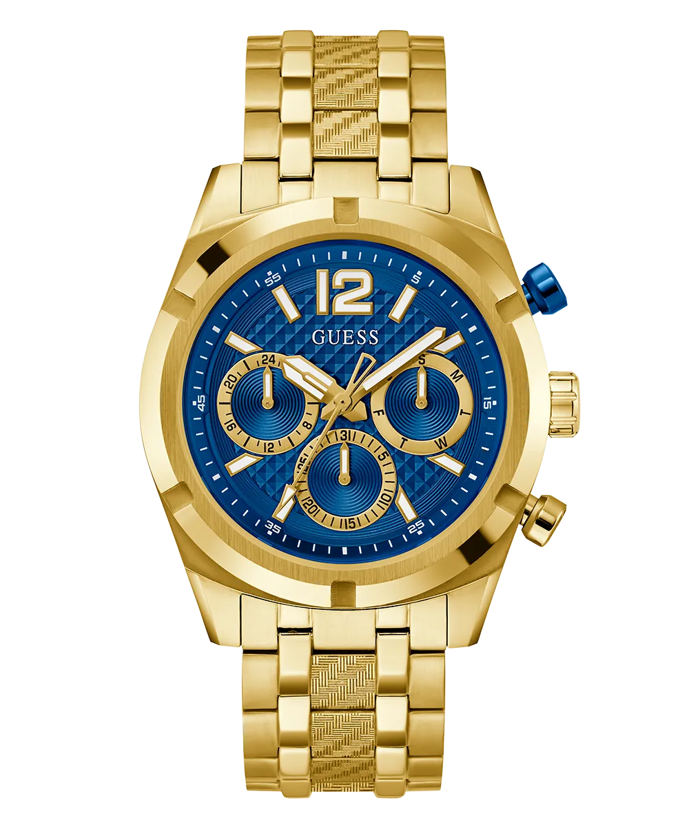 GUESS Mens Gold Tone Multi-function Watch