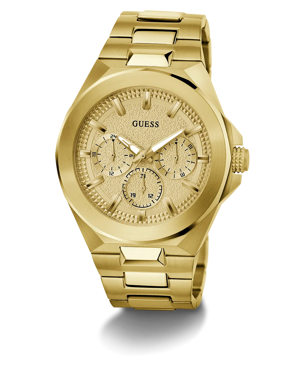 GUESS Mens Gold Tone Multi-function Watch