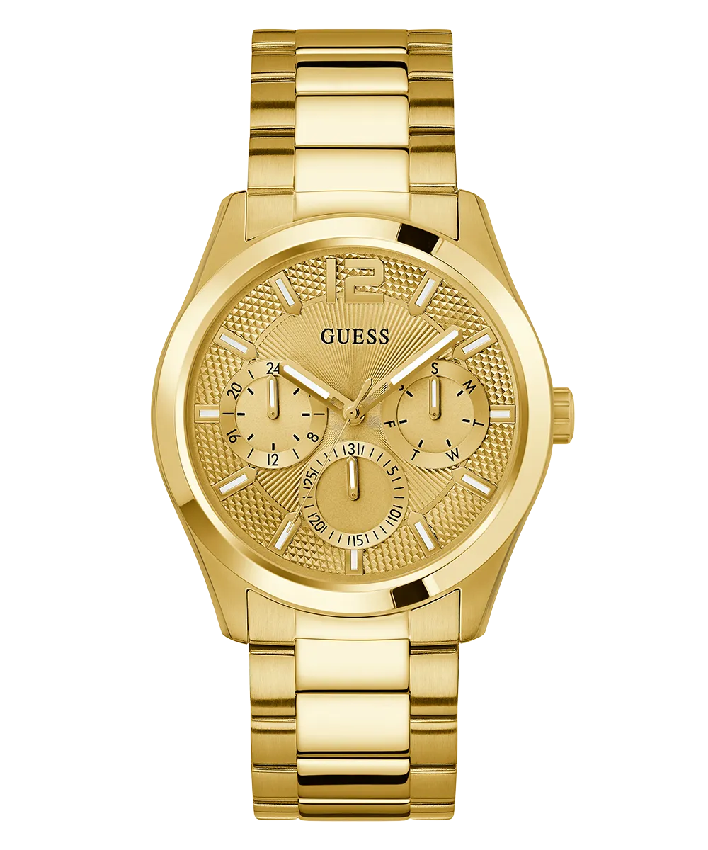 GUESS Mens Gold Tone Multi-function Watch